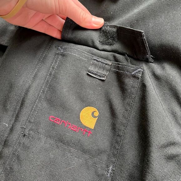 VTG Carhartt C14 Black Workwear Coat L/XL Rugged Faded Nylon, Cord Collar - Picture 10 of 12
